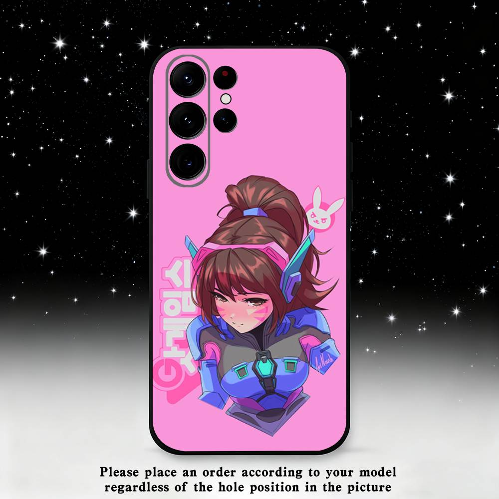 

O-Overwatch D Va Phone Case For Samsung S25,S24 Ultra,S20,S30 plus,S22 plus,S23,S30 Ultra 5G Silicone Black Shell Samsung S30Ultra5G