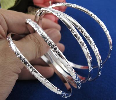 Lots 5pcs 925 Silver Carving Pattern Women's Smart Bracelet Bangle