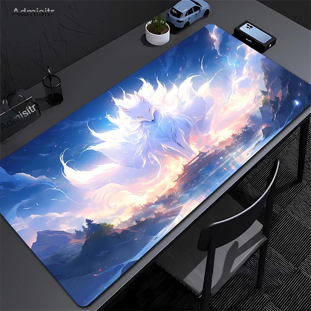 Pink Fox Large Gaming Mousepad XXL Gamer Mouse Pad Office Long Table Accessories Mouse Mat Kawaii Nine-tailed Fox Desk Mat Xxl