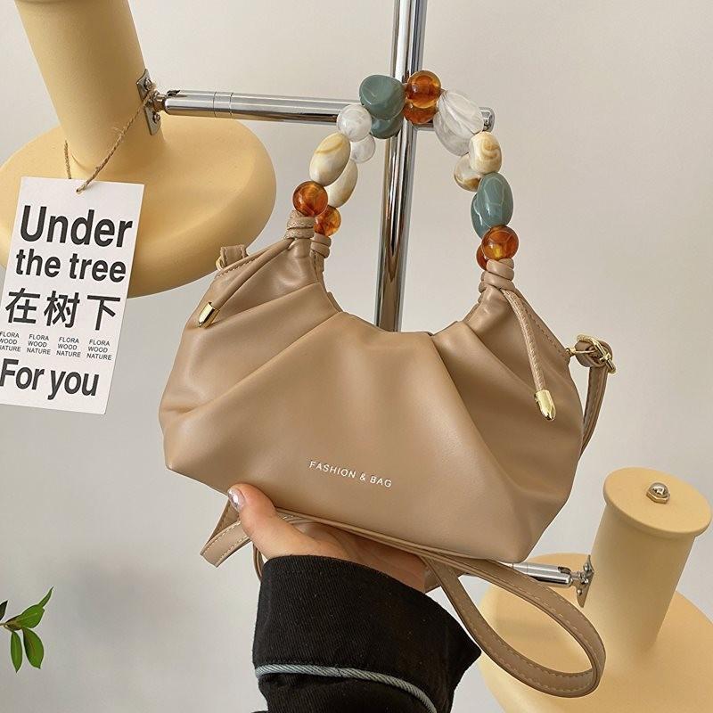 Stylish Soft Texture Handheld Pleated Bag For Women In Black Beige Brown And More