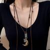 Moon Necklace for Women, Layered Crescent Moon Pendent Rope Choker Necklace, Boho Retro Adjustable Jewelry