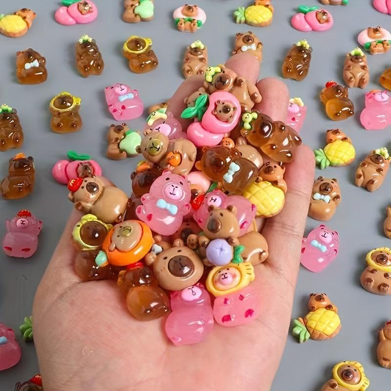 20 Mixed Capybara & 1 Suitcase,Colorful Fun Glow-in--Dark Cute Cartoon Capybara Ornaments, Fantasy Cartoon Animal Pendants Crafts