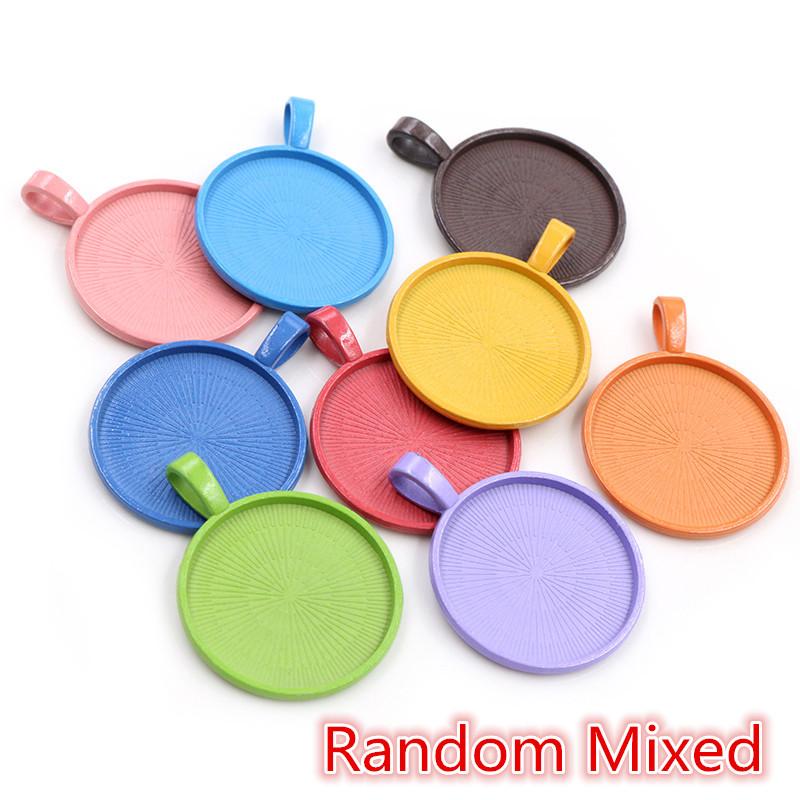 Neue Mode 10 Stück 25mm Innenmaß 4 Farben Beschichtet Klassisch Einfacher Stil Cabochon Basis Fassung Anhänger