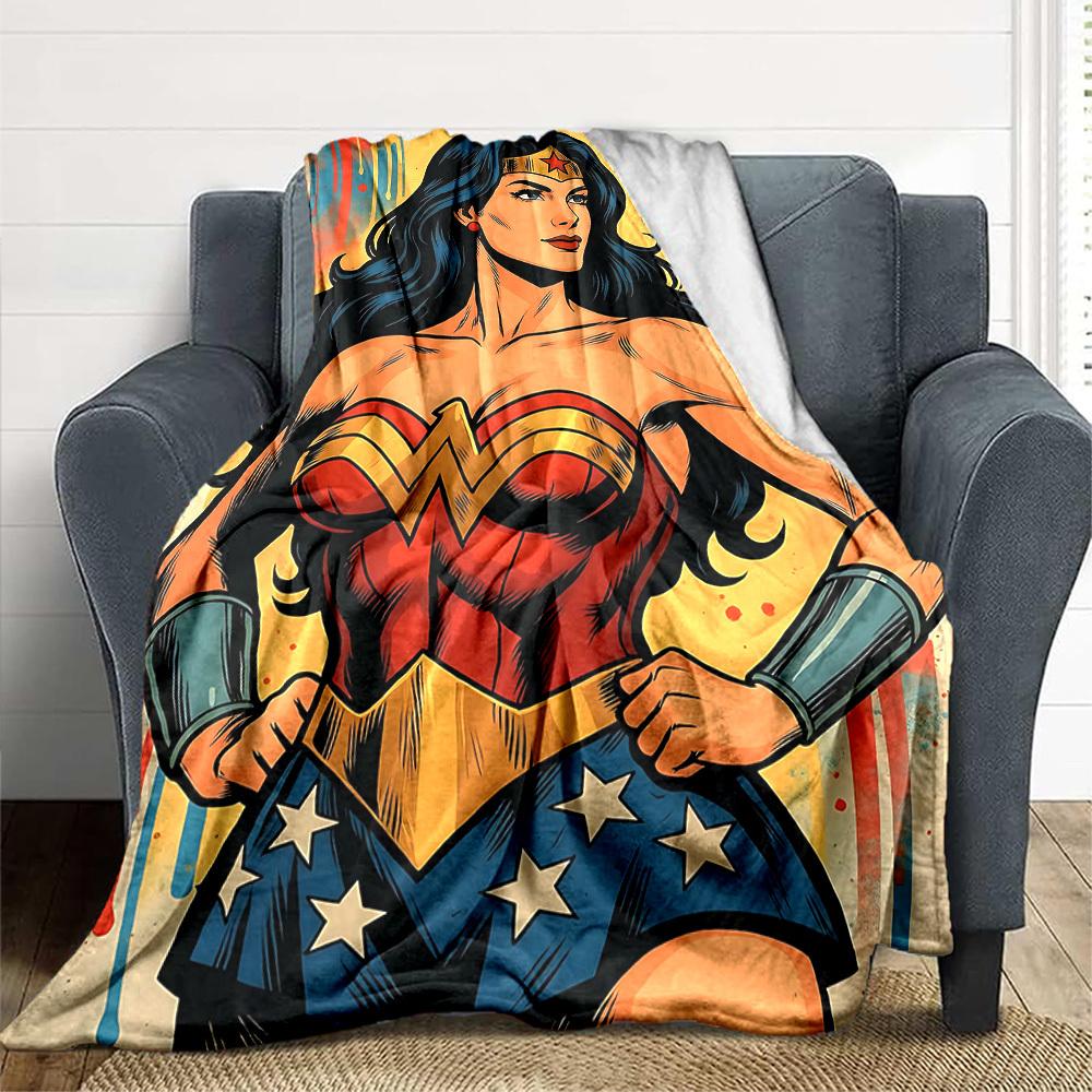 1 st Wonder Woman, superheld Dekbed Polyester Vezel, Comfort voor Alle Seizoenen voor Bank, Bed, Kantoor, Auto, Kamperen Ideale Woondecoratie & Cadeau, Kantoorcomfort