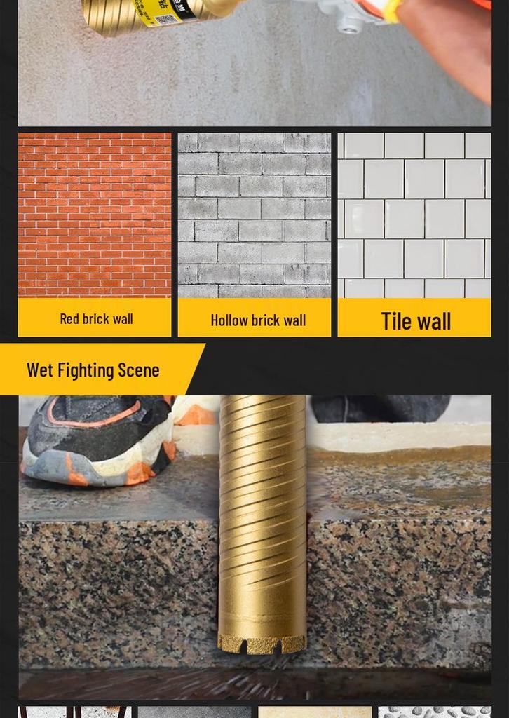 Wolf Tooth Dual-Use Drill Bit: Fast, Sharp, and Durable for Dry/Wet Concrete Hole Grinding.