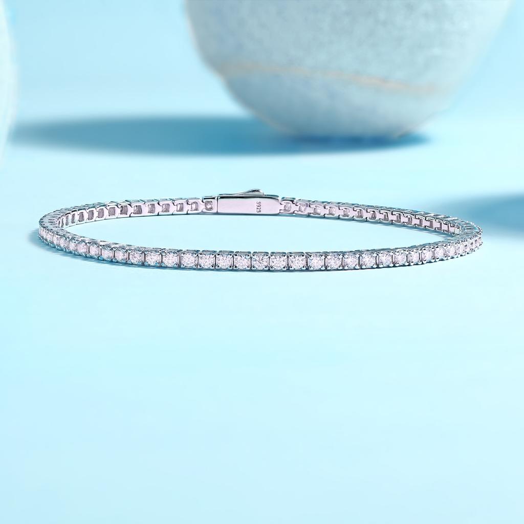 JIUZUAN S925 Zilver Moissanite Tennisarmband voor Vrouwen Eenvoudig Rijontwerp Elegante Sprankelende Sieraden voor Dagelijks Gebruik