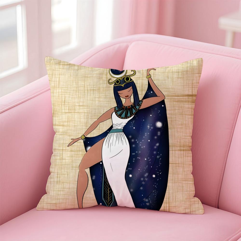 Cartoon Ancient Egyptian Cushion Cover Linen Pillowcase Cover Soft Decor for Sofa Home Room