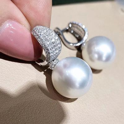 Noble Gentle Lady Style Pearl Earrings, Super Shiny Micro-Set Pearl Ear Buckles, Celebrity Smart Magazine
