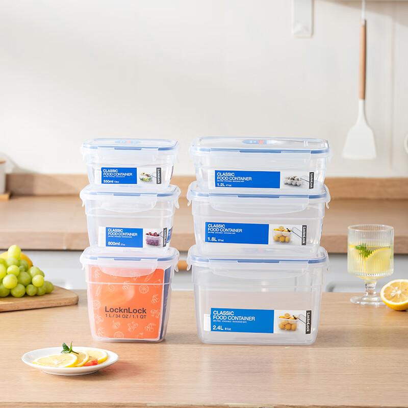 LOCK&LOCK Imported Food Storage Container Microwave Plastic Lunch Box Sealed Bento Refrigerator Storage Box Square 950ML