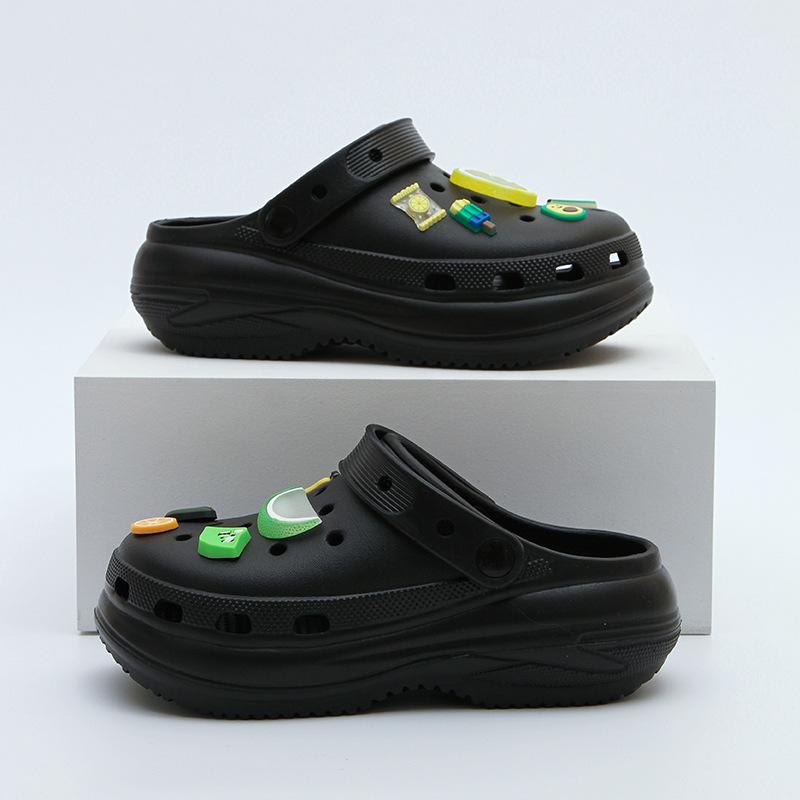 Thick-soled hole shoes women's  new summer wear height-increasing sandals seaside beach bag head half slippers women