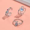New Crystal Rings Heart Adjustable Ring Irregular Geometry Punk Vintage Rings Set for Women Girls Fashion Jewelry