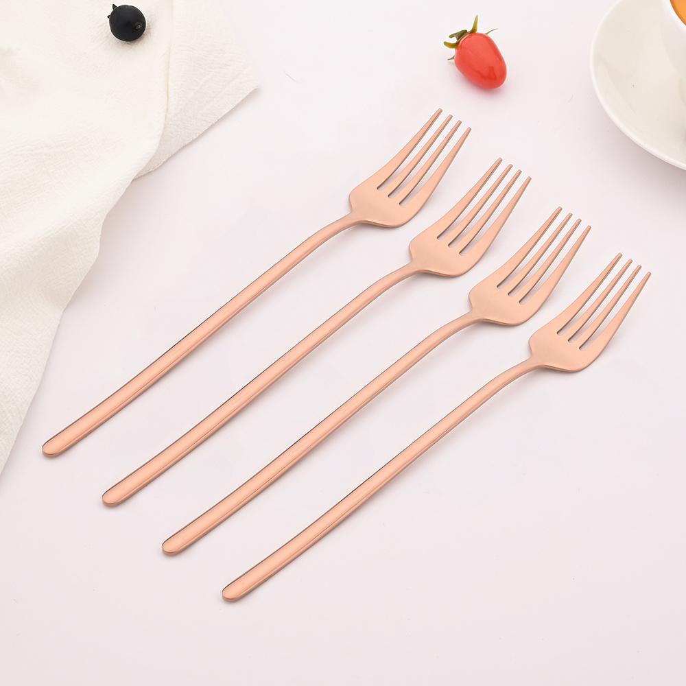 4Pcs Black Flatware Stainless Steel Tableware Dinner Fork Fruit Fork Steak Fork Salad Fork Suitable for Restaurant or Banquet