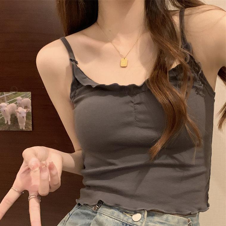 

Милый и пикантный женский плиссированный жилет-майка с оборками и нагрудными вкладышами, красивый топ-бандо с открытой спиной для верхней одежды L