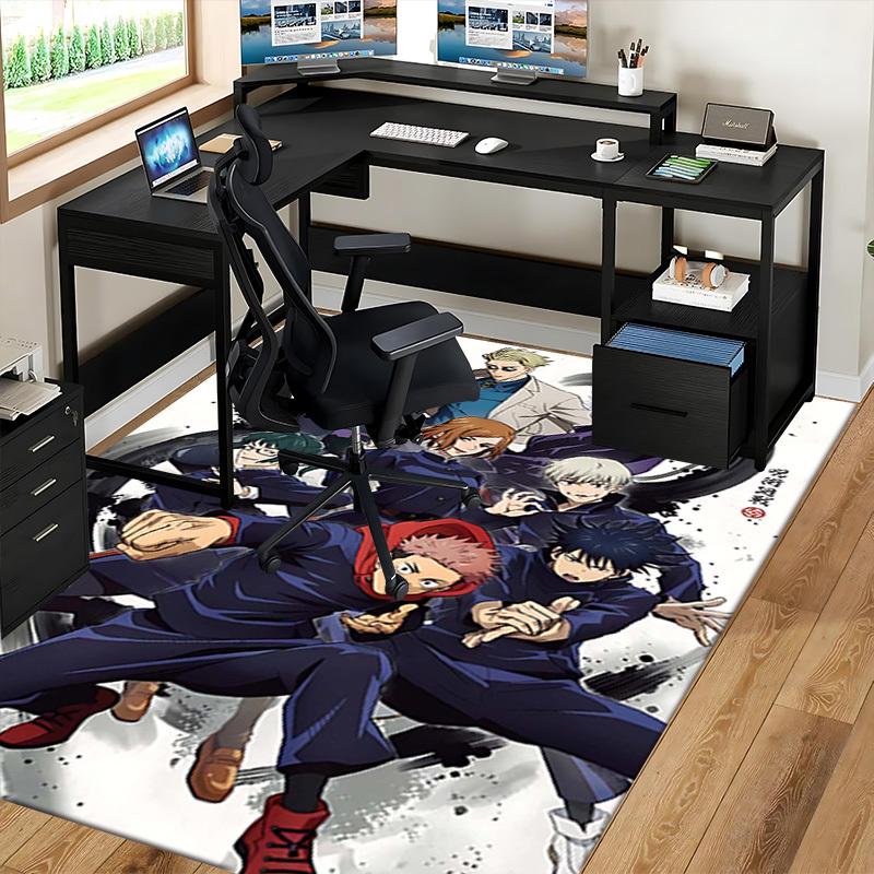 1pc Anime Cartoon Design Jujutsu Kaisen Characters Office Chair Mat Non-Slip Carpet for Home Decor, Suitable for All Seasons, Ideal Gift for Anime Lov