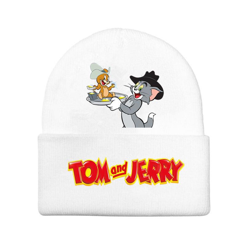 Jerry And Tom Cartoon Print Knitted Hat Hip Hop Cap Outdoor Fashion Gift Unisex