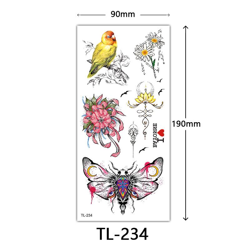 Flower Tattoo Stickers, Color Sketch Tattoo Stickers, English Letters, Wedding Photography Tattoo