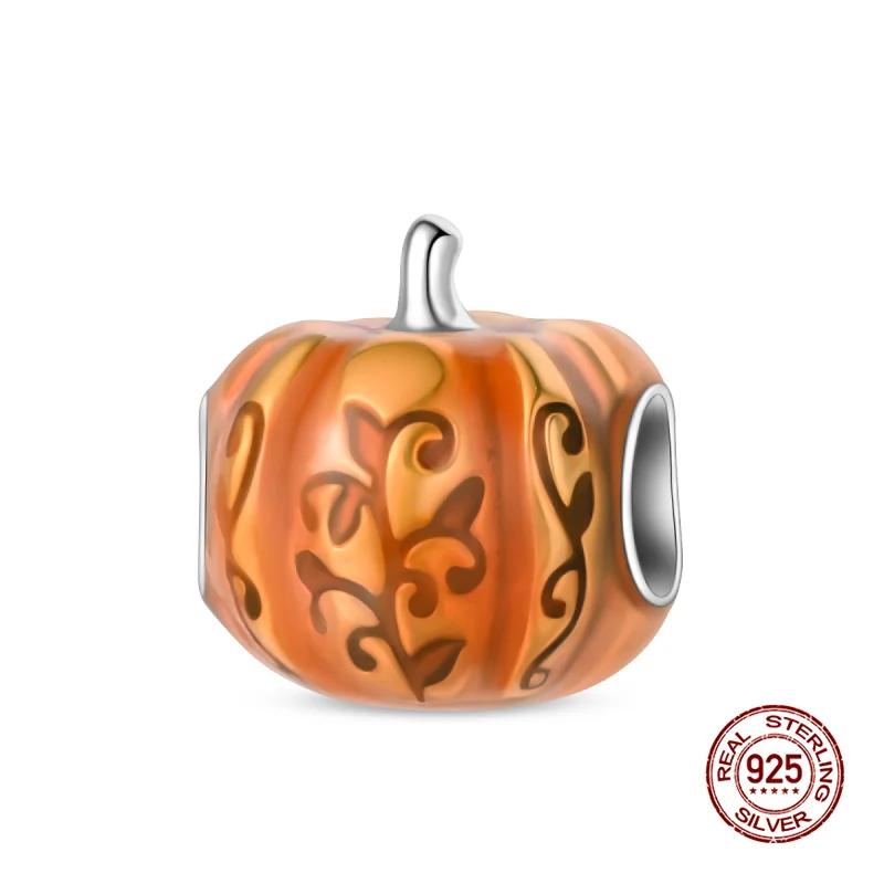 Copper Sika Deer Autumn Maple Leaves Pumpkins Chestnuts Charm Fit Diy Bracelet Women Birthday Gift Beads For Jewelry Making