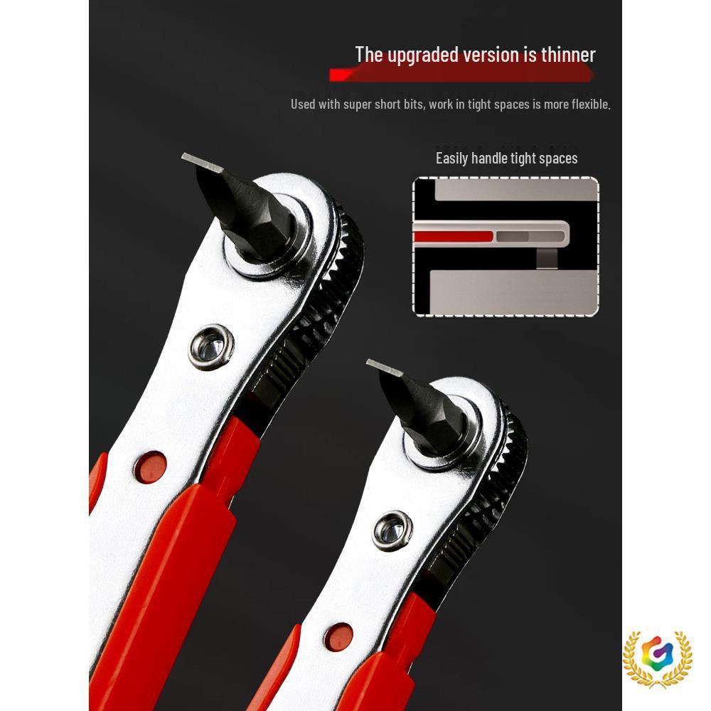 Reversibler magnetischer rechtwinkliger Ratschenschraubendrehersatz mit Kreuzschlitz- und Schlitzbits