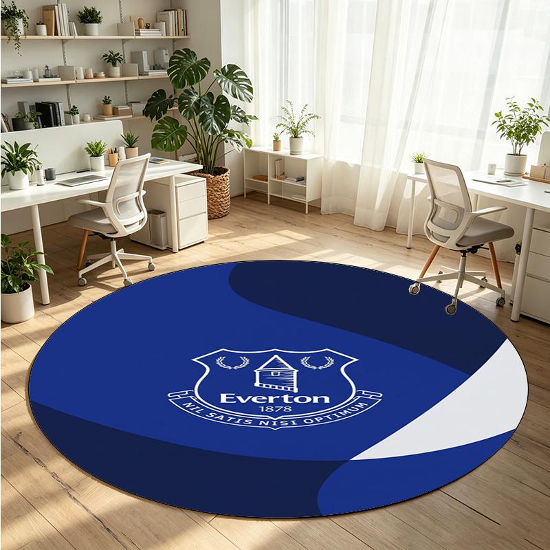 Everton Football Printed Round Crystal Velvet Rug Soft Non Slip Floor Carpet For Bedroom Holiday Gift