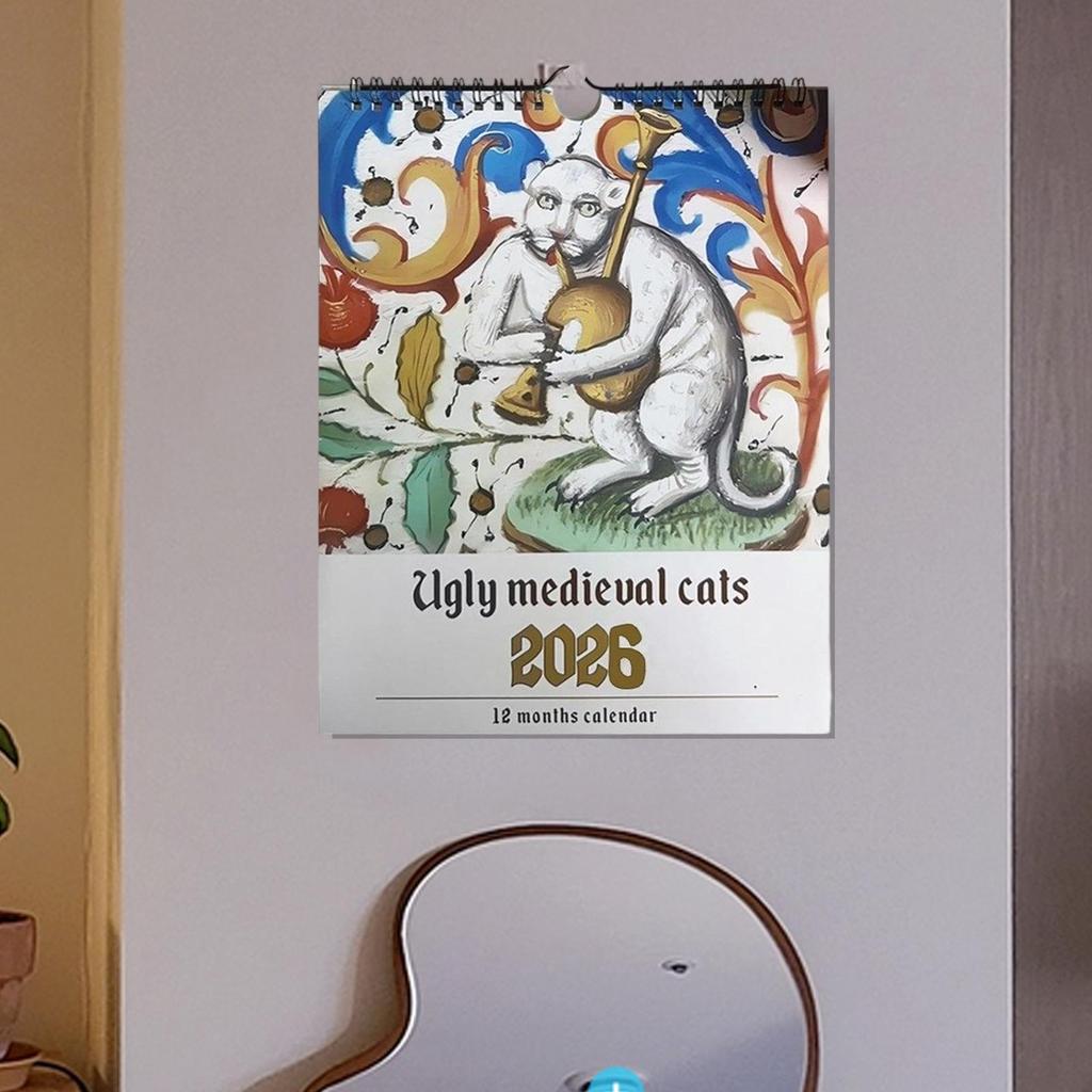 2026 Funny Wall Calendar, Strange Medieval Cat Wall Calendar, 2026 Daily Schedule And Monthly Planner Funny Cats Wall Calendar