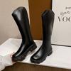 Black platform knight boots 's new legs are long but knee long boots versatile commuter fashion boots foreign style
