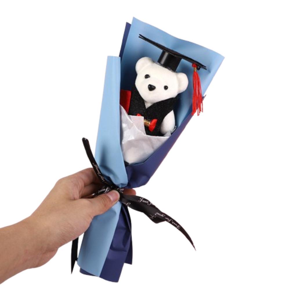 Chic Bear Plush Bouquet Cartoon Graduation Gift Creative Doctoral Bear Toy  Graduation Season