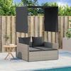 VidaXL Double Sun Lounger with Roof and Light Grey Curtains Poly Rattan, Sunbed, Outdoor Daybed, Daybed of 4002760