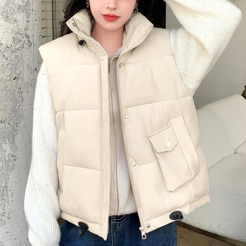 Warm Women's Winter Coat Fashion Stand Collar Loose Autumn Thick Sleeveless Parka Female Short Outerwear
