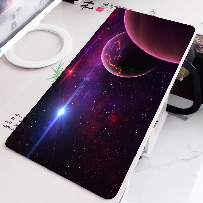Purple Blue Galaxy Planet Large Gaming Mouse Pad Outer Space Nebula Starry Sky Nonslip Extended Keyboard Desk Mat