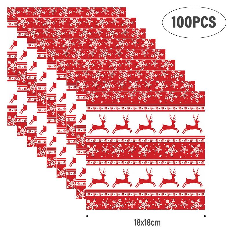 100Pcs Christmas Theme Paper Liners Sandwich Wrapping Paper 8Style Wax Paper Sheets For BBQ Picnic Festival Party Fast Food Tool