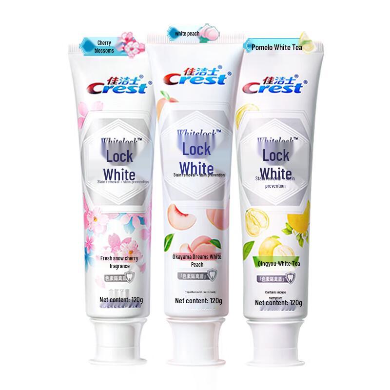 Crest 3D White Whitening Toothpaste, Snow Cherry, White Peach & White Tea, 120g