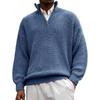 Men's Half Zip Knit Polo Sweater Stand Collar Long Sleeve Casual Pullover