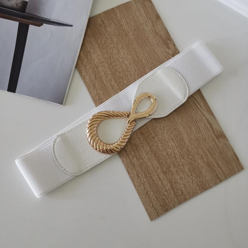 Minimalist Black Leather Look Waist Belt For Casual Dresses With Metal Closure