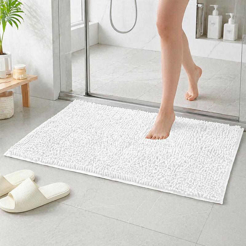 Chenille Long Thin Pile Floor Mat Home Bathroom Absorbent Mat Entry Non-Slip Mat 43*61cm
