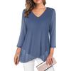 Summer Loose Seven-quarter-sleeved Chiffon Blouse Women V Neck Loose Plus Size Irregular Shirt Fashion Elegant Printed Female Top Mesh Clothing 3276