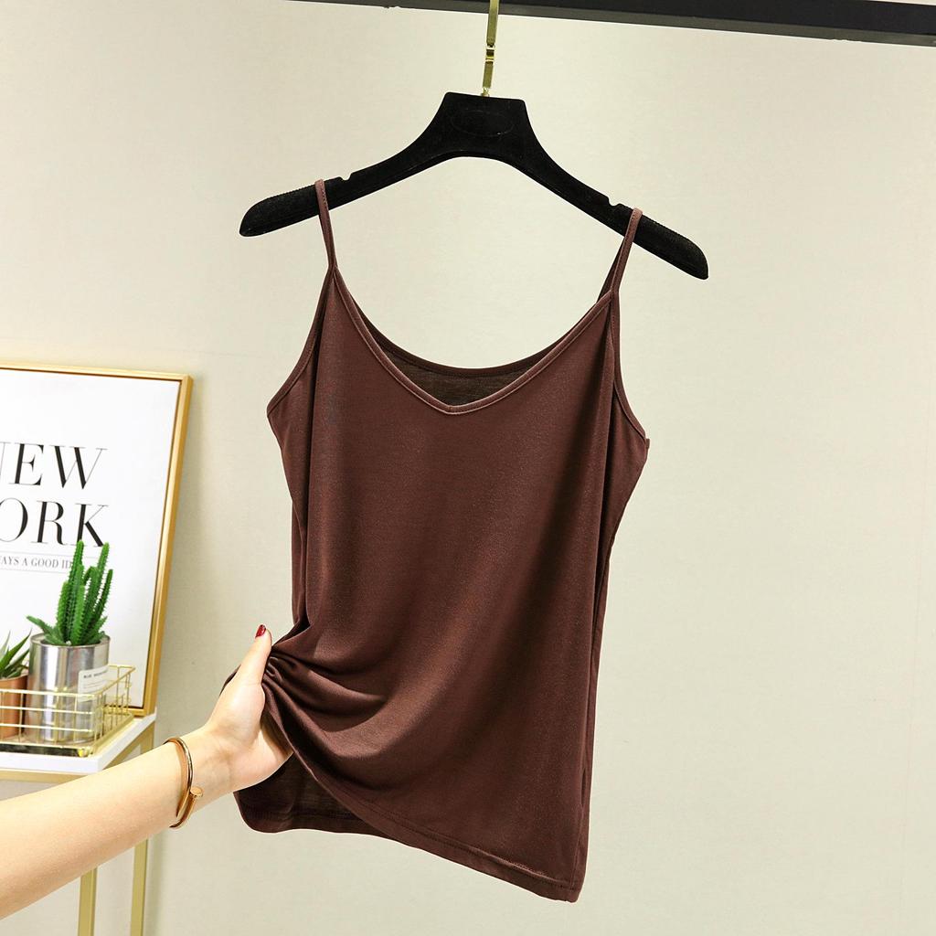 Women's Modal V-Neck Sleeveless Tops - Slimming, Thin, Summer Casual Wear