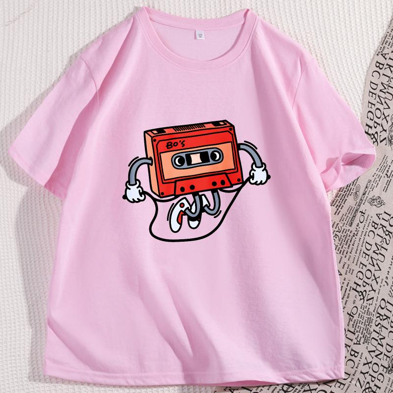 Tape Cassette Tape Oversized TShirt Men Women Vintage Funny Graphic T Shirts Cotton Short Sleeve Round Neck Tees Streetwear