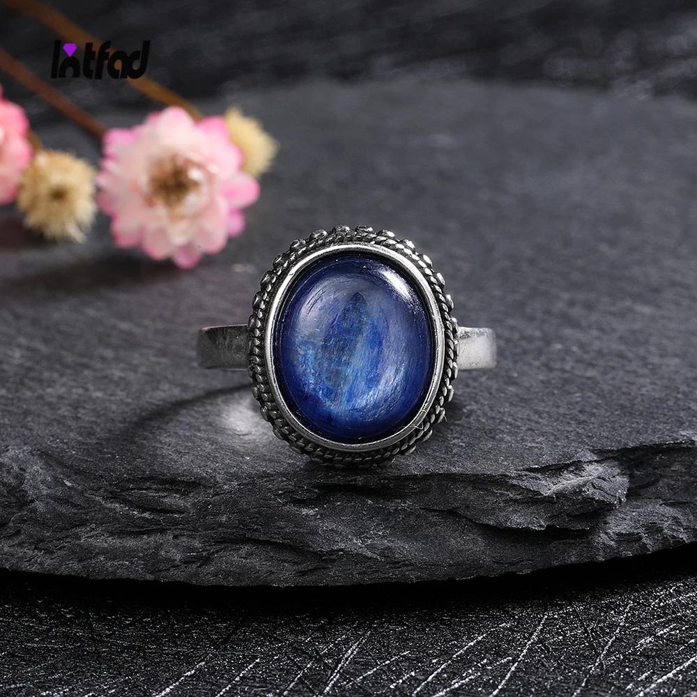 S Silver Natural Kyanite Ring Simple Style Fine  Anniversary Engagement Party Gift for Women Labradorite Ring