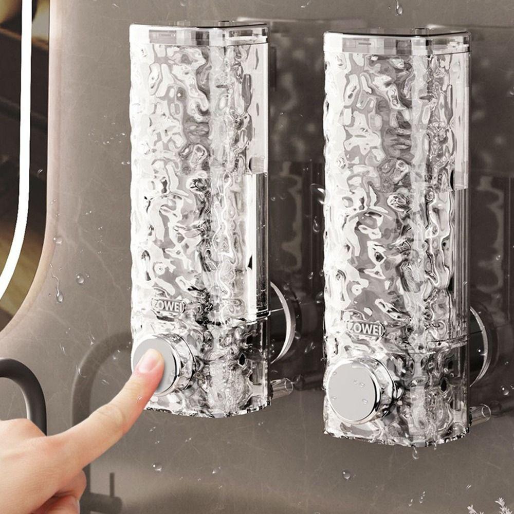 Suction Cup Wall-mounted Soap Dispenser Transparent Manual Press Hand Soap Press Bottle INS Easy To Install