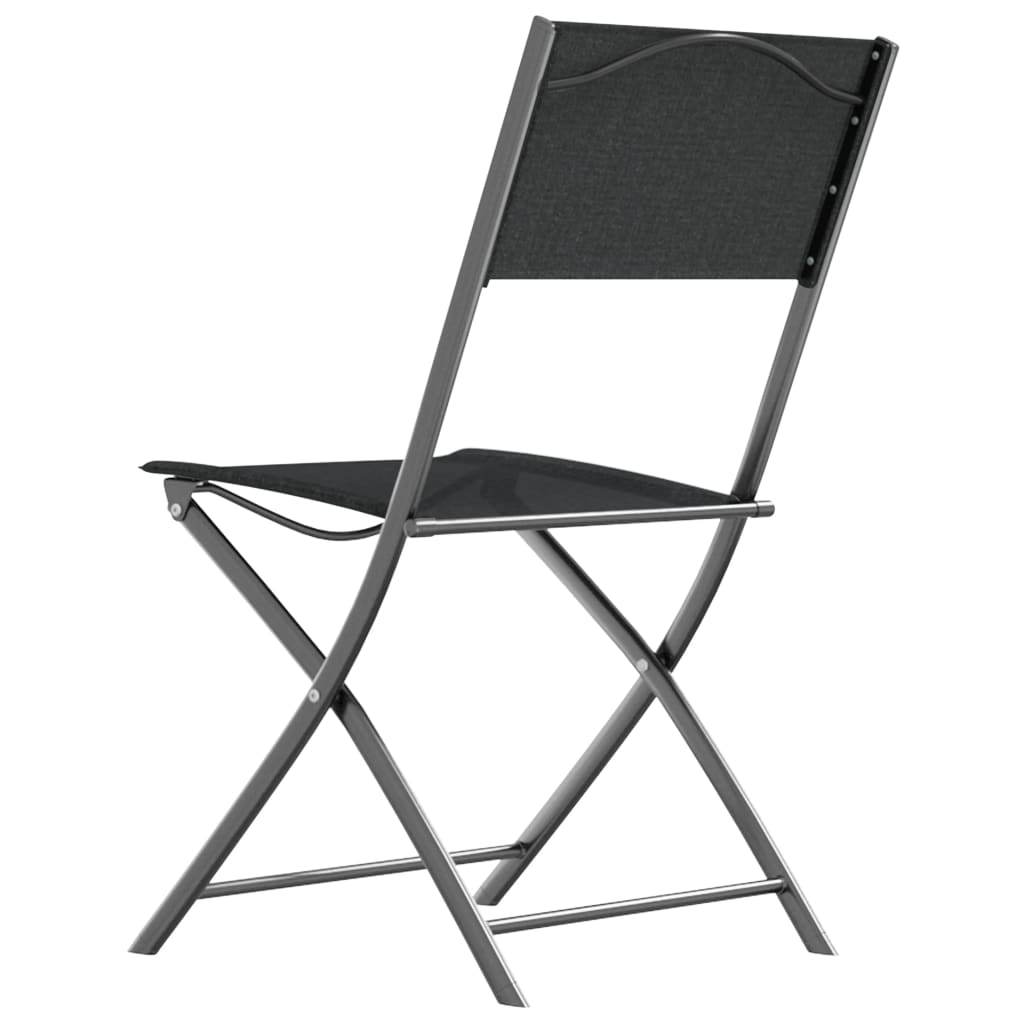Vidaxl Folding Garden Chairs, 2 Pcs, Black, Steel And Textilene