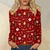 Women's Fashion Casual Christmas Printed Round Neck Long Sleeve Pullover Top
