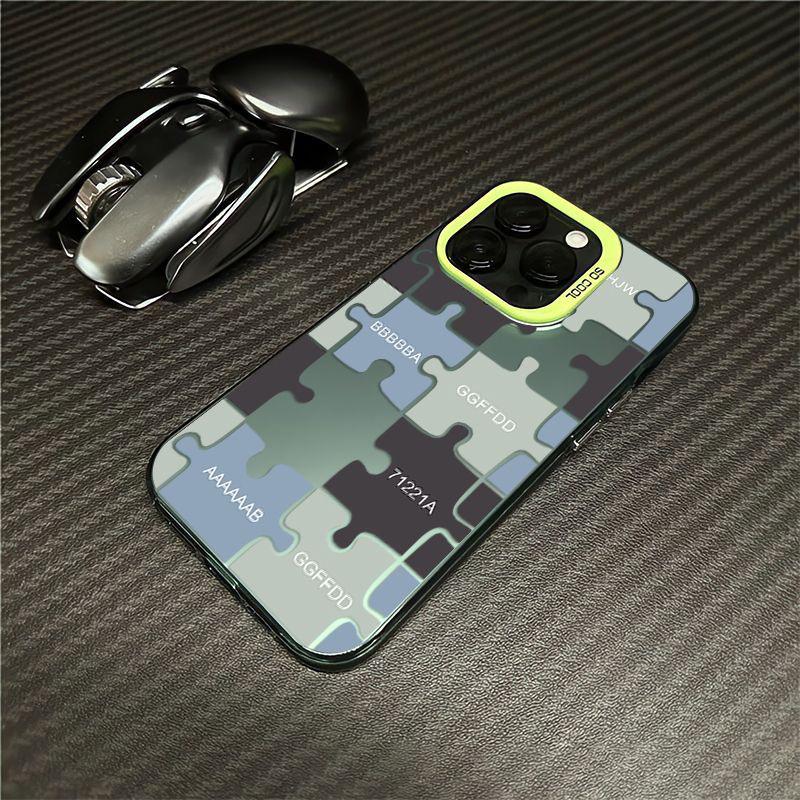 Creative Silver IMD Double Layer Puzzle Case for Apple 16 Promax, 15, 14/13 - High-End Feel