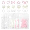 Off-White Resin Flatback Nail Art Decorations: Hollow Pentagrams, Hearts, Bows, and Moons - 50 Pieces