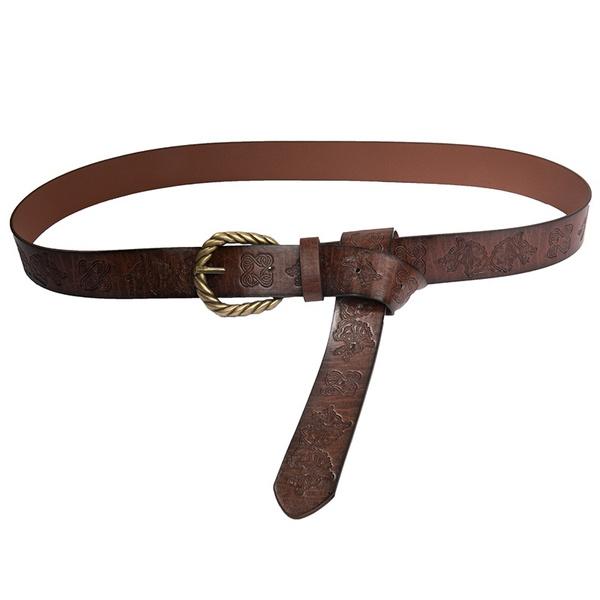 Medieval Full Embossed Wolf Faux Leather Belt Middle Age Renaissance Waist Belt LARP Ren Faire