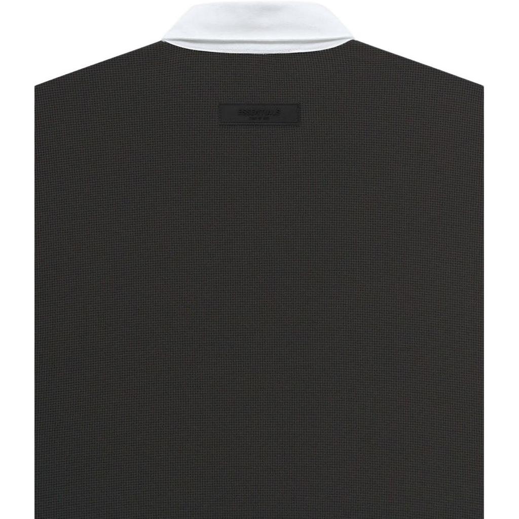 Fear of God Essentials SS23 Waffle Henley Rugby Polo Men Tops Off-Black FOG-SS23-058