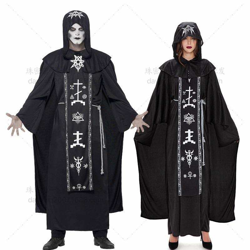 Halloween Wizard Male Female Black Vampire Female Witch Dark God Demon Spell Couple Uniform