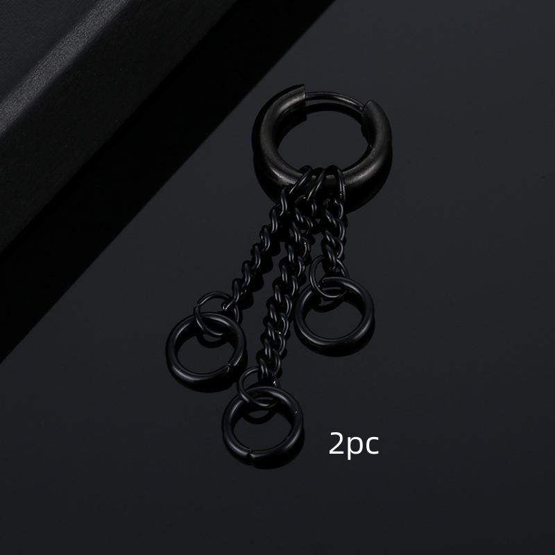 2pc Punk Colored Stainless Steel Feather Earrings, Leaf Chain Earrings, Long Earrings, Suitable For Women's Gatherings