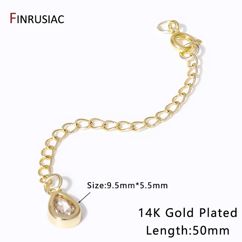 

50mm 14K Gold Plated Brass Extended Extension Tail Chain With Lobster Clasps Connector For DIY Jewelry Making Supplies 1 piece