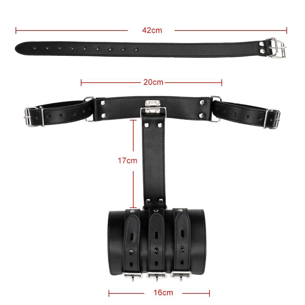 Leather Exotic SM Sex Toys Bondage Lockable Handcuffs BDSM Slave Arms Binder Restraints Stra Arm Behind Back Sexual Toy Adult