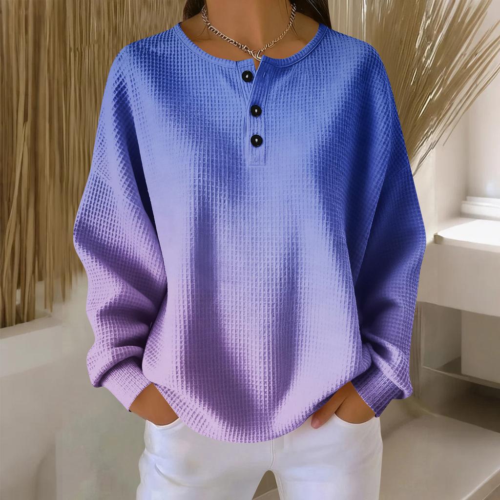 Women's Casual Shirts Long Sleeve Tops Button Up V Neck Loose Knit Fall Favorites For Women
